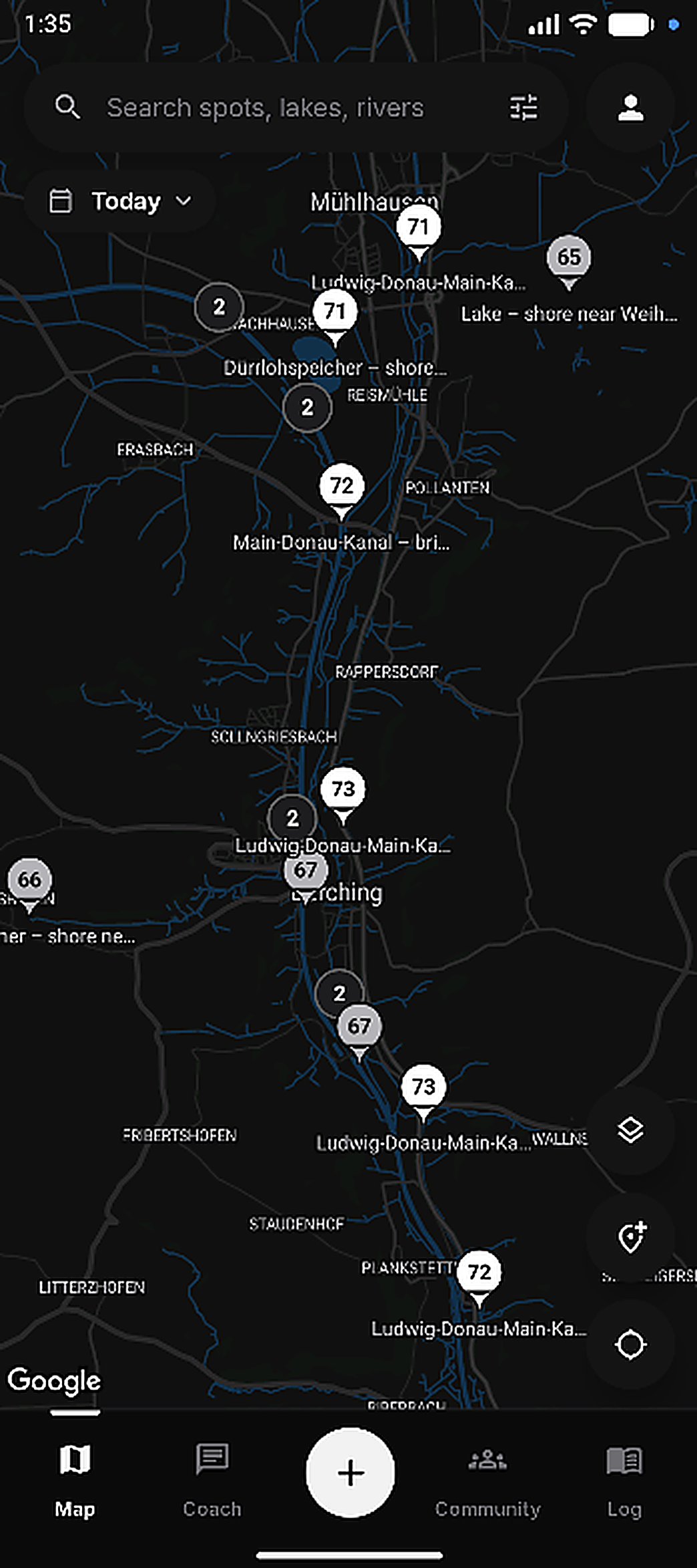 FishIn Real App Map Screen